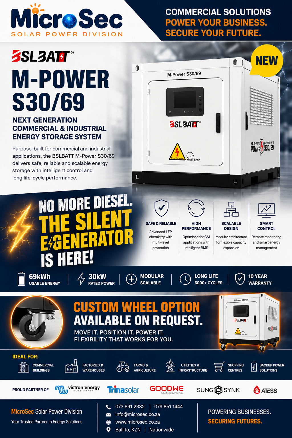 BSL M-Power S30/69 30kW 69.12kWh commercial energy storage system | MicroSec Group